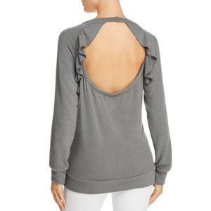 CHASER Long Sleeve Ruffle Open Back Raglan Sweater